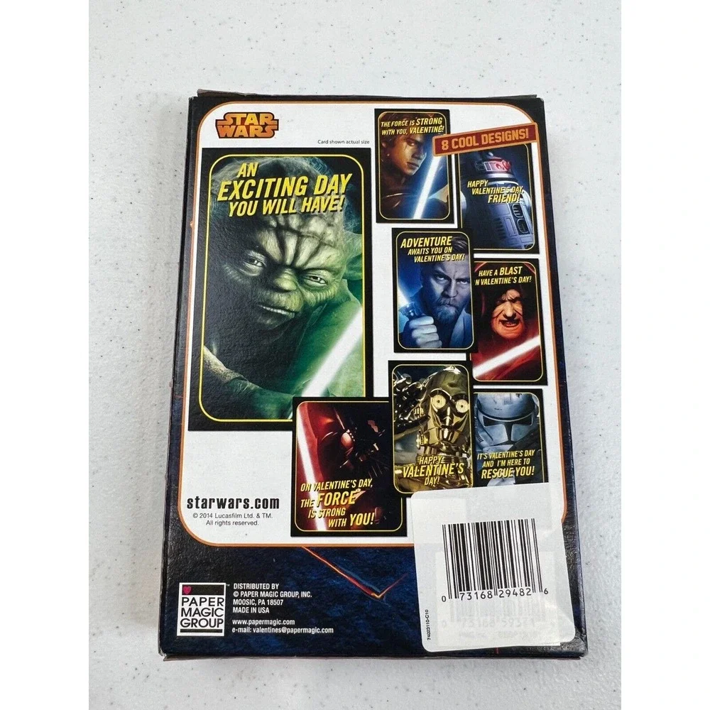Paper Magic Group Star Wars Jedi Yoda and Darth Vader Game 32 Valentine's Cards - Picture 2 of 4